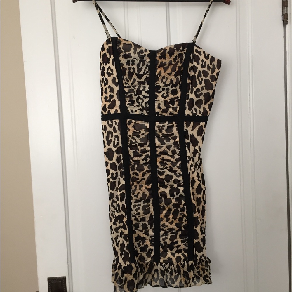 Betsey Johnson leopard print mini dress size 8